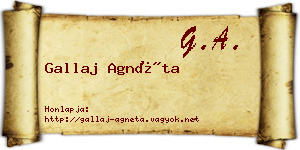 Gallaj Agnéta névjegykártya